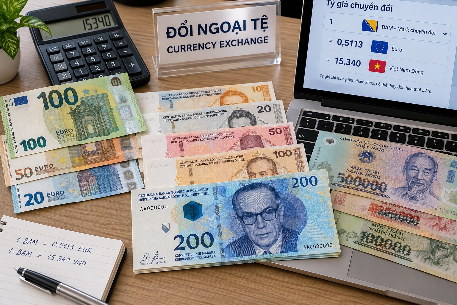Tiền Mark chuyển đổi được quy đổi sang euro và tiền Việt Nam